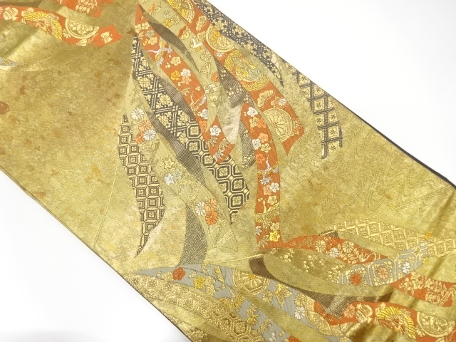 JAPANESE FUKURO OBI / WOVEN CRANE & SHOCHIKUBAI